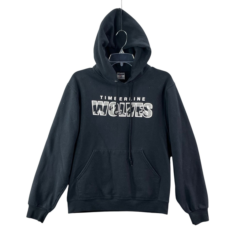 Jerzees Hoodie Men Small Black Timberline Wolves Camo Graphic NuBlend Sweatshirt